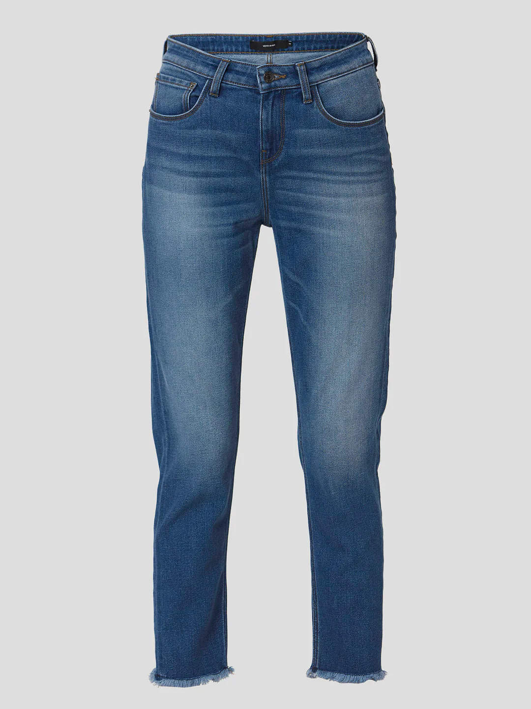 Blue Mid Rise Girlfriend Jeans - Image 7
