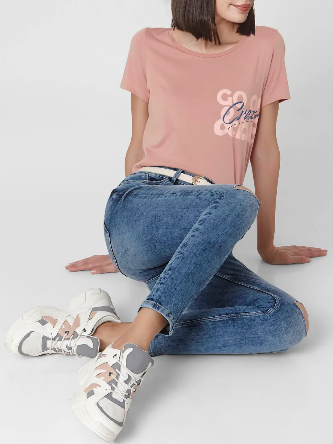 Blue Mid Rise Skinny Jeans - Image 2