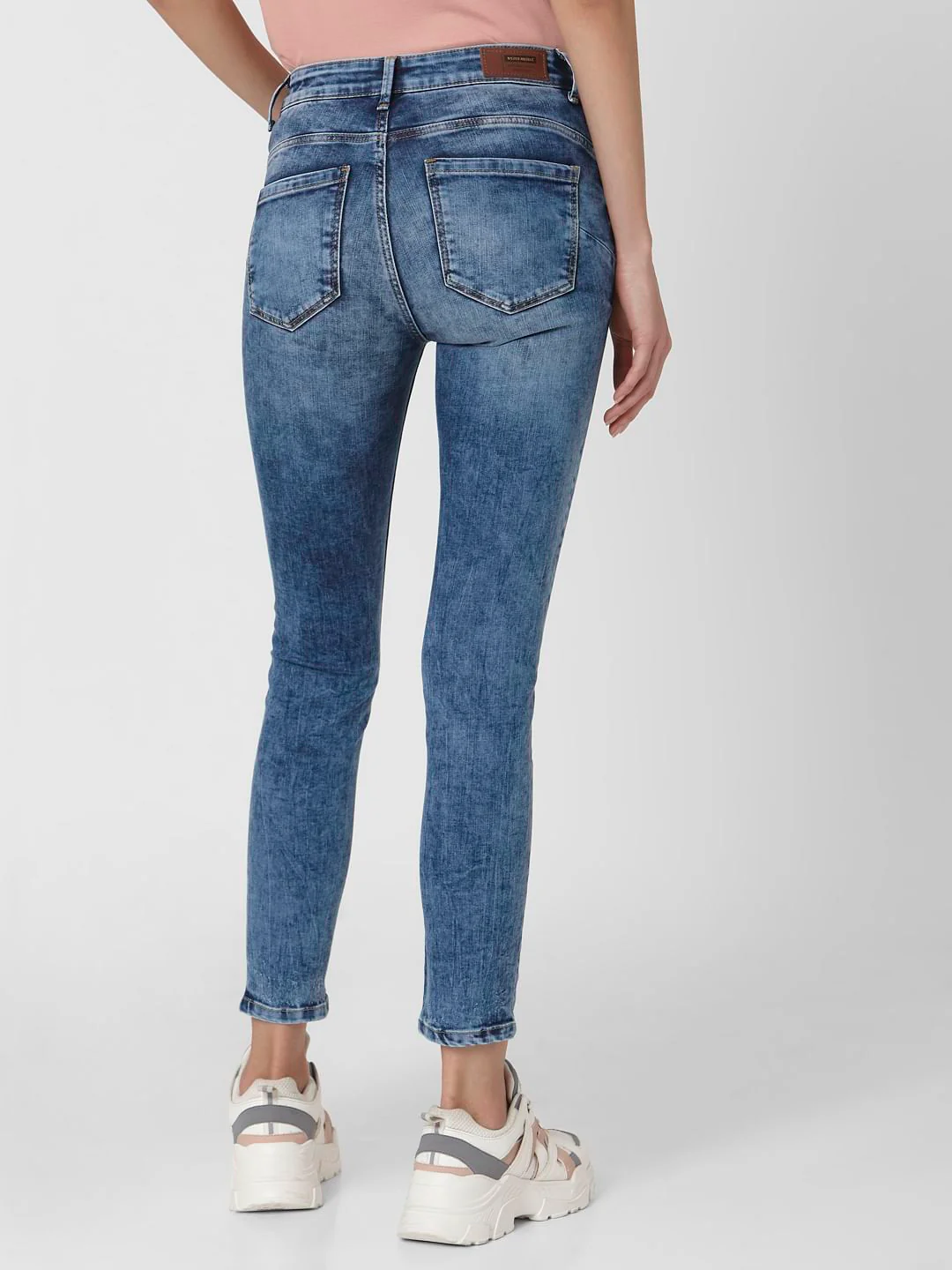 Blue Mid Rise Skinny Jeans - Image 4