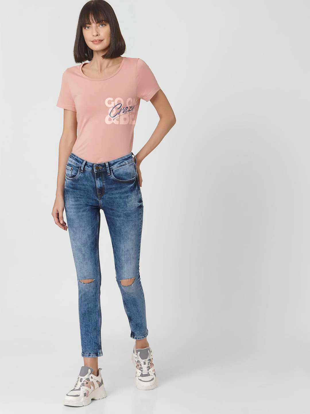 Blue Mid Rise Skinny Jeans - Image 6