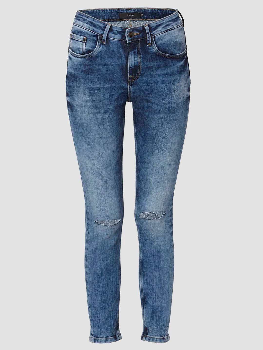 Blue Mid Rise Skinny Jeans - Image 7