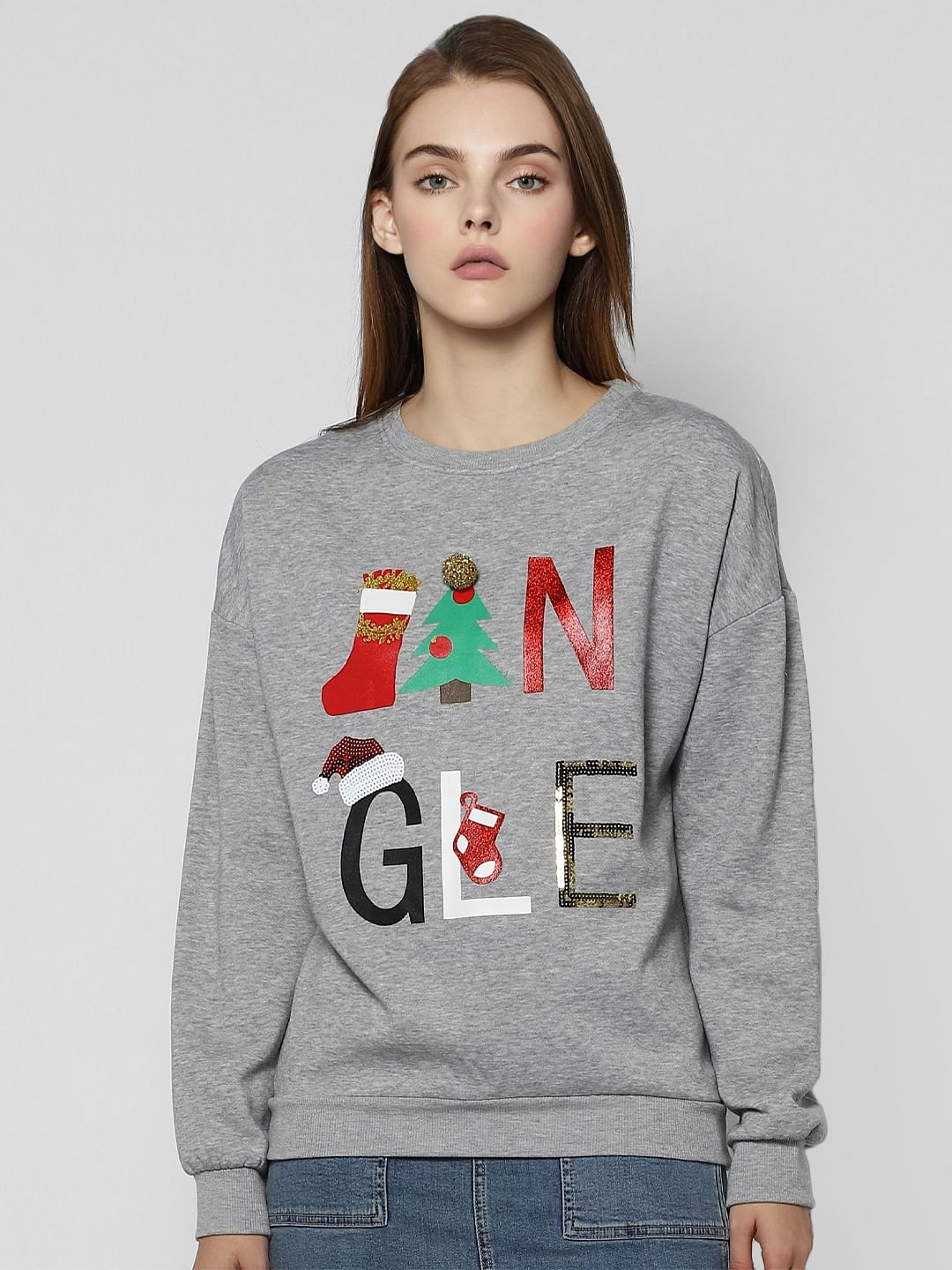 Grey Jingle Graphic Print Sweatshirt - Image 2