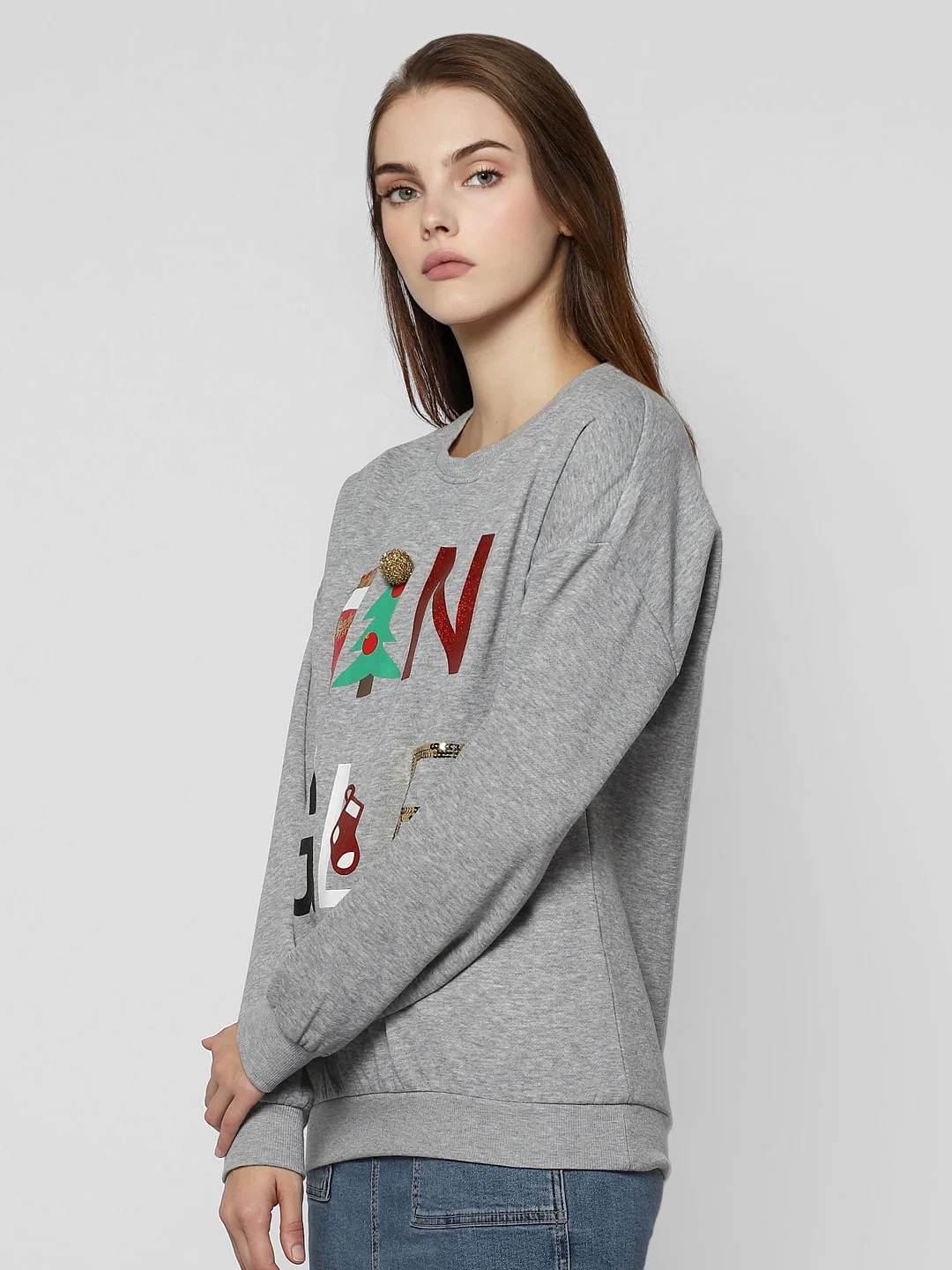 Grey Jingle Graphic Print Sweatshirt - Image 3
