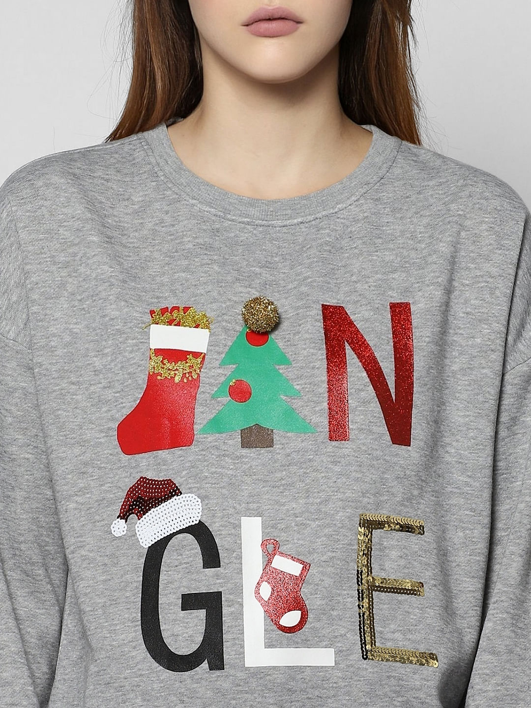 Grey Jingle Graphic Print Sweatshirt - Image 5