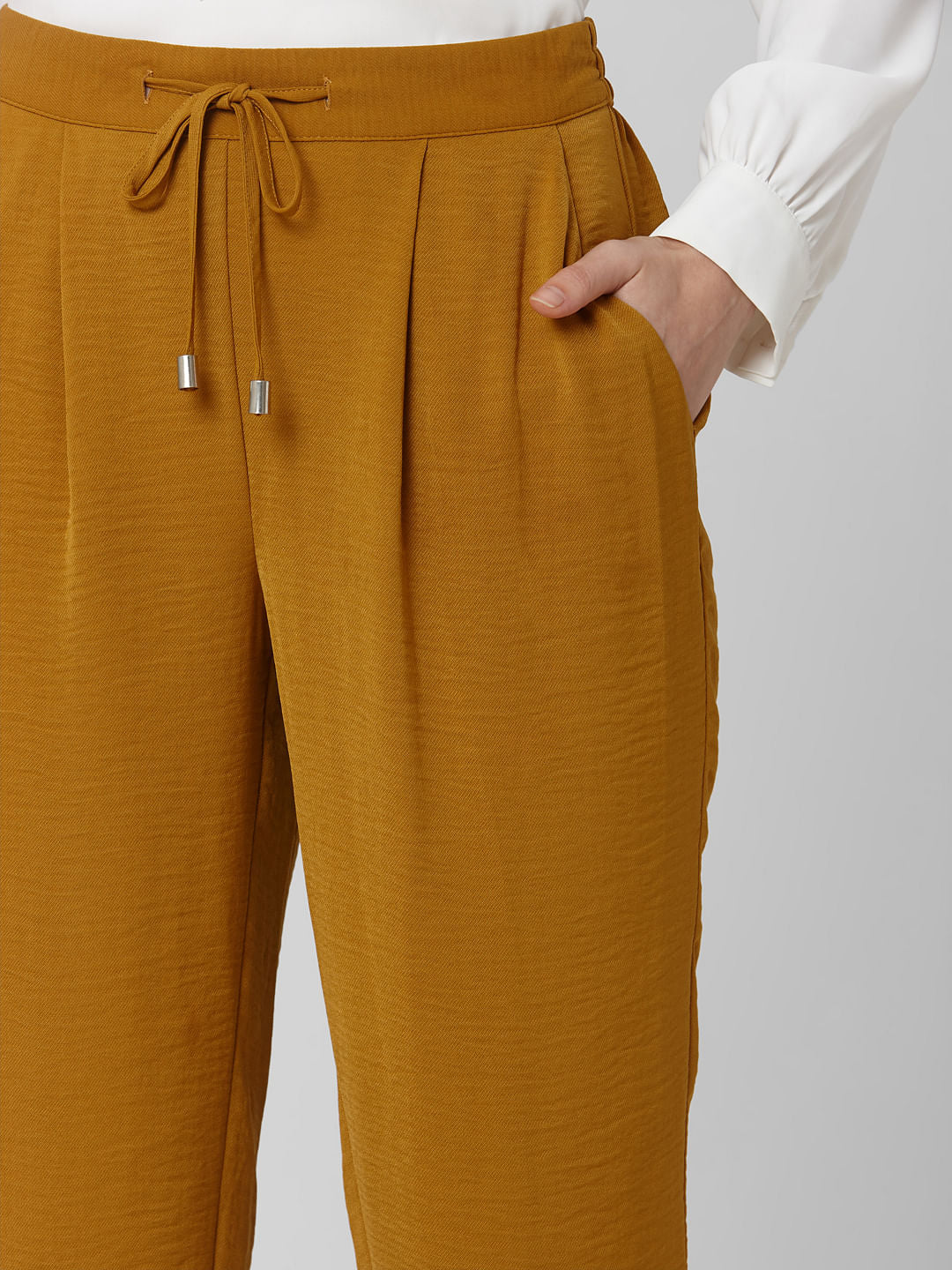 Brown Mid Rise Elasticated Waist Pants - Image 5