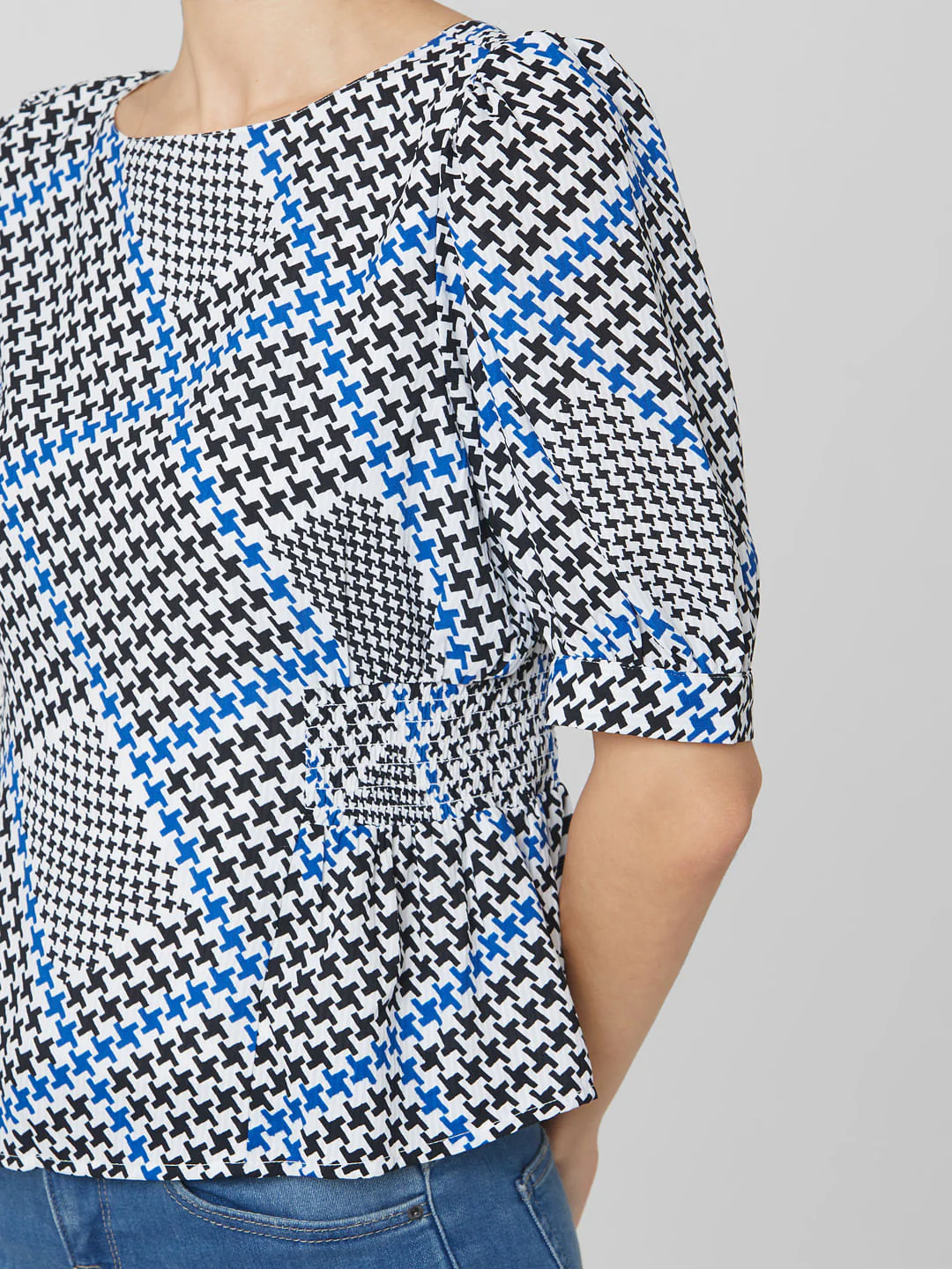 White Houndstooth Print Top - Image 6
