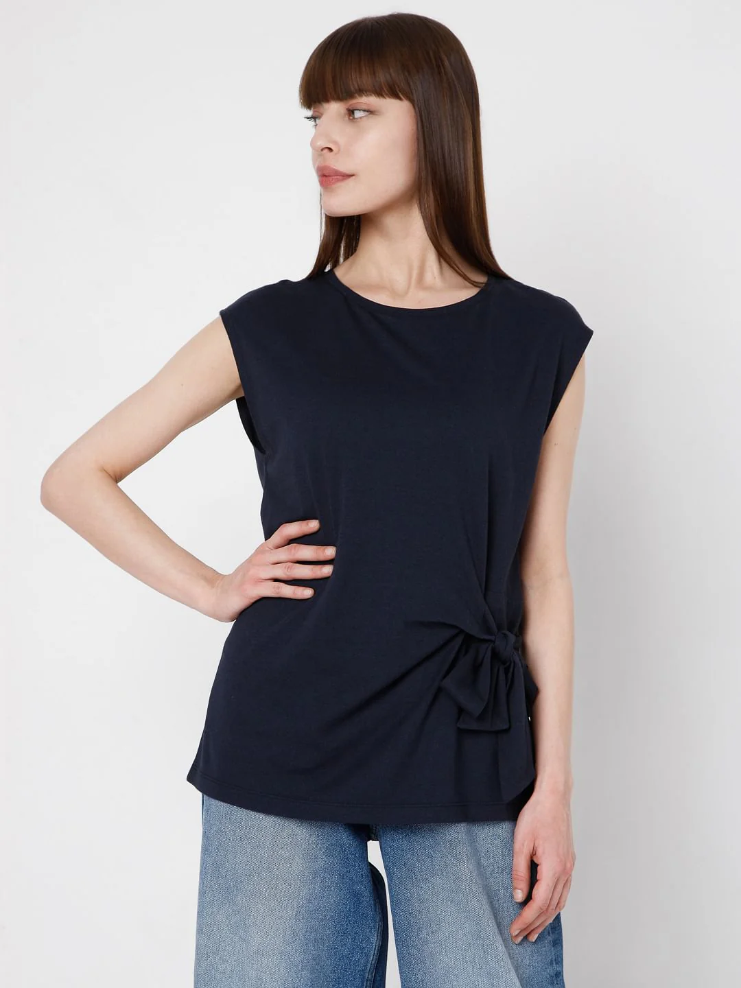 Blue Front Knot Top - Image 2