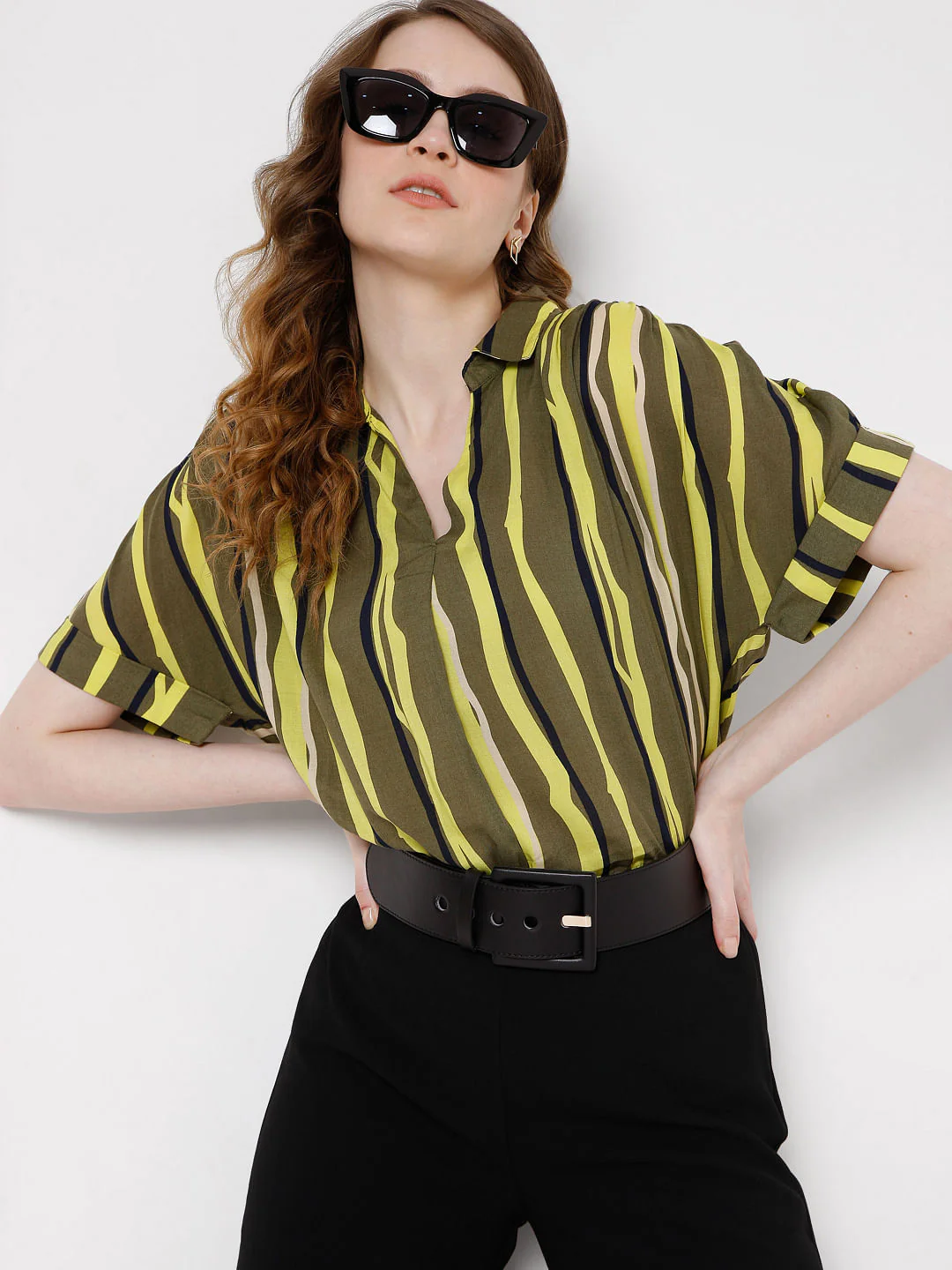 Green Vertical Stripe Top