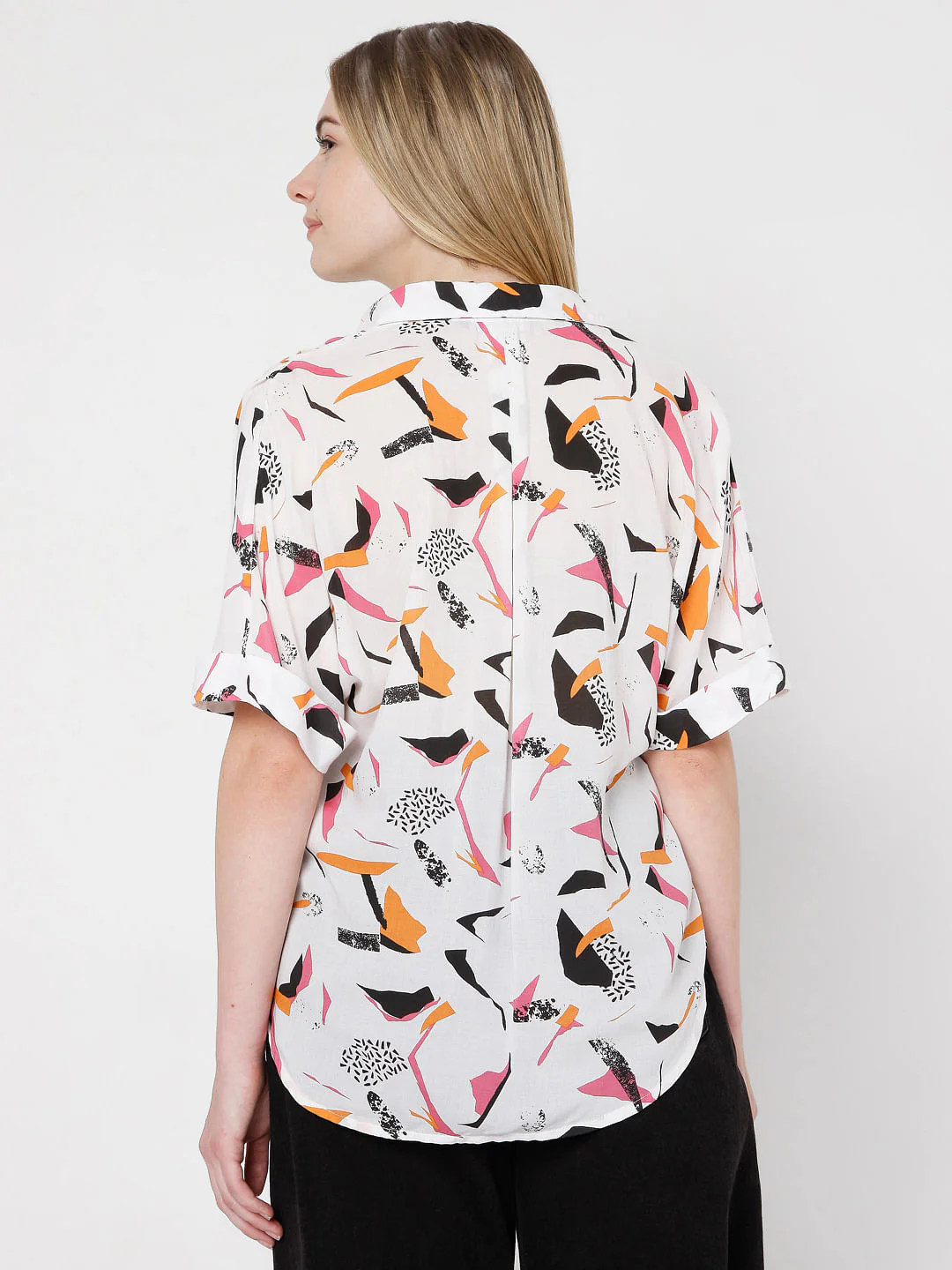 White Abstract Print Shirt - Image 4
