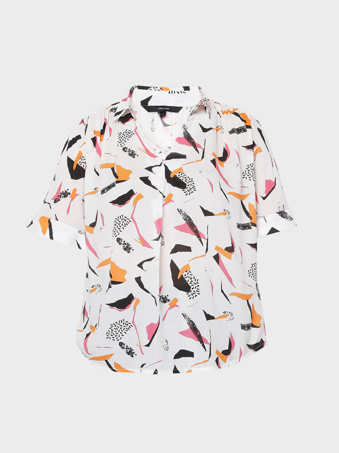 White Abstract Print Shirt - Image 7