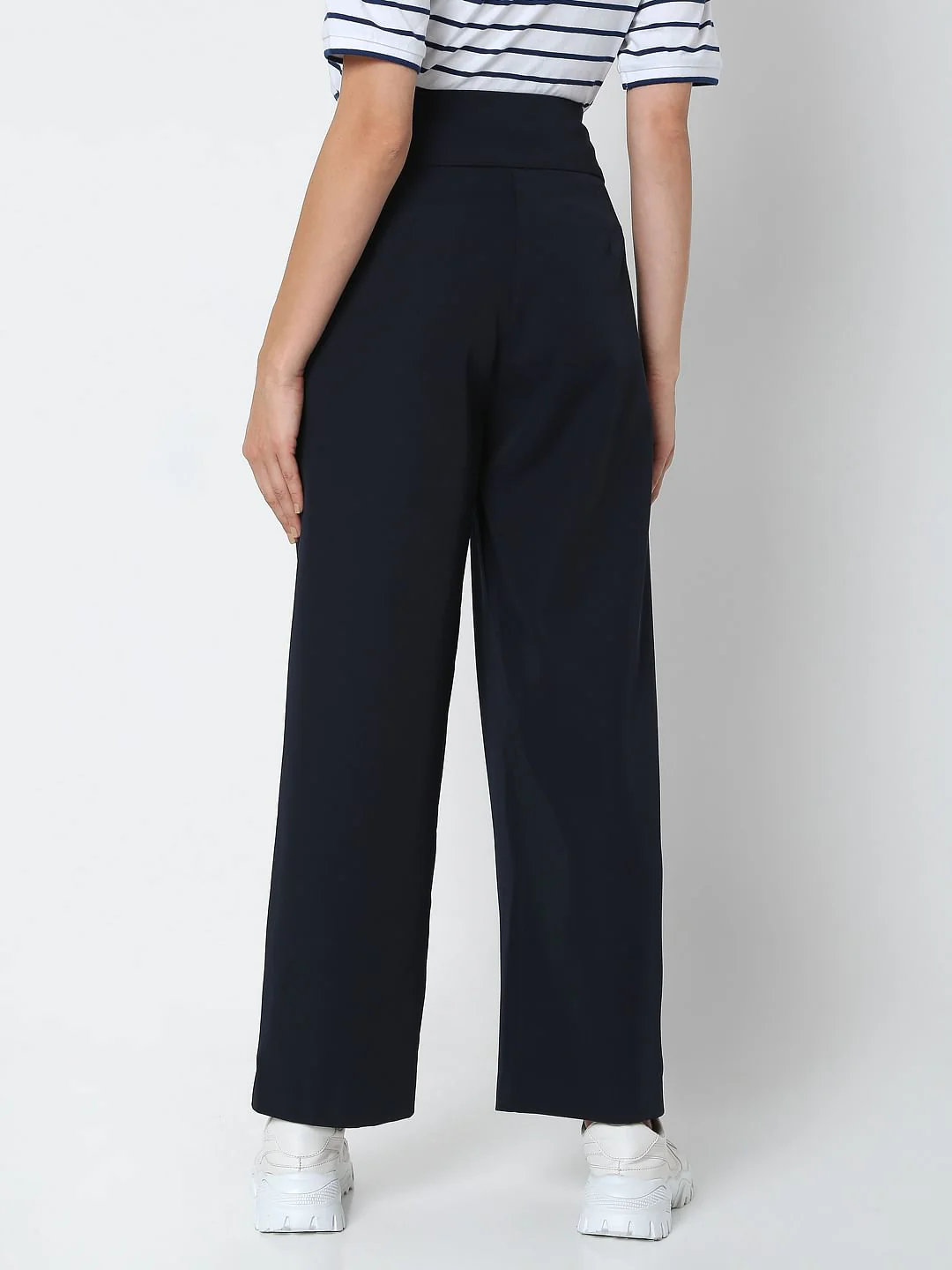 Navy Blue High Rise Wide Leg Pants - Image 4