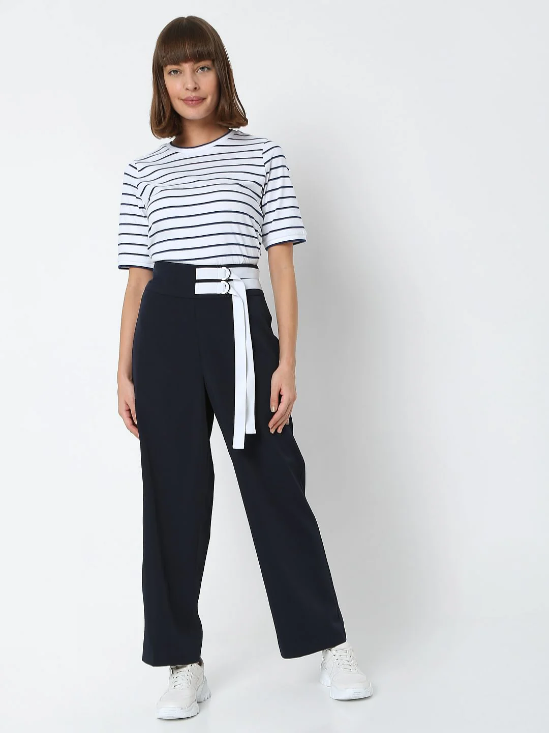 Navy Blue High Rise Wide Leg Pants - Image 6