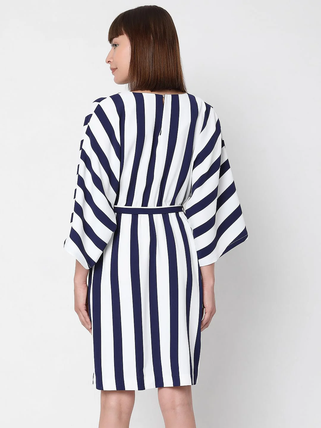 White Striped Fit & Flare Dress - Image 4