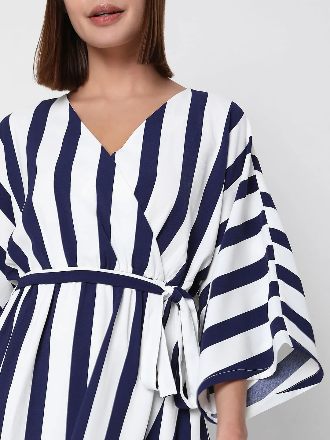 White Striped Fit & Flare Dress - Image 6