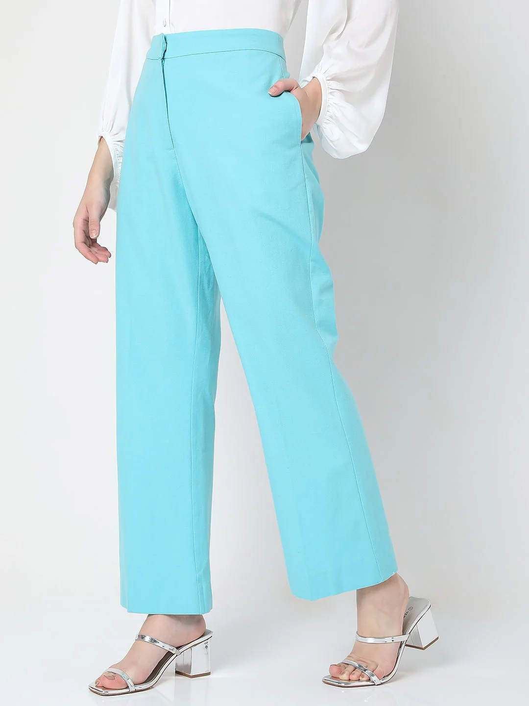 Blue High Rise Tailored Co-Ord Set Pants - Image 3