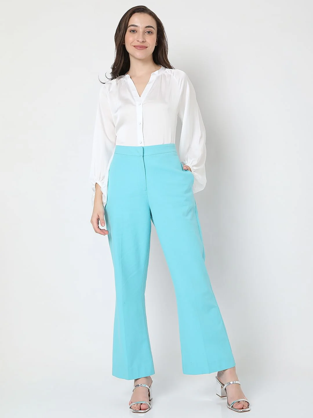 Blue High Rise Tailored Co-Ord Set Pants - Image 6