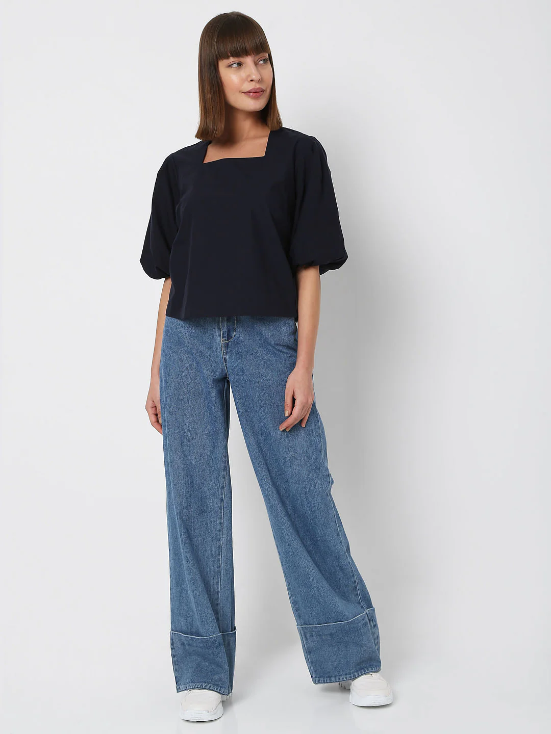 Navy Blue Square Neck Top - Image 5