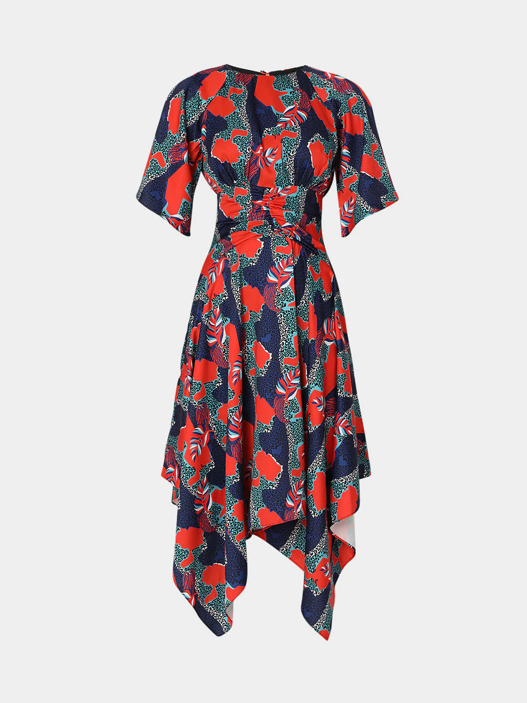 Blue All Over Print Asymmetric Midi Dress - Image 6