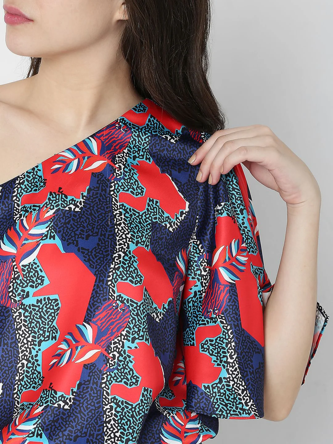 Blue Printed One Shoulder Top - Image 6