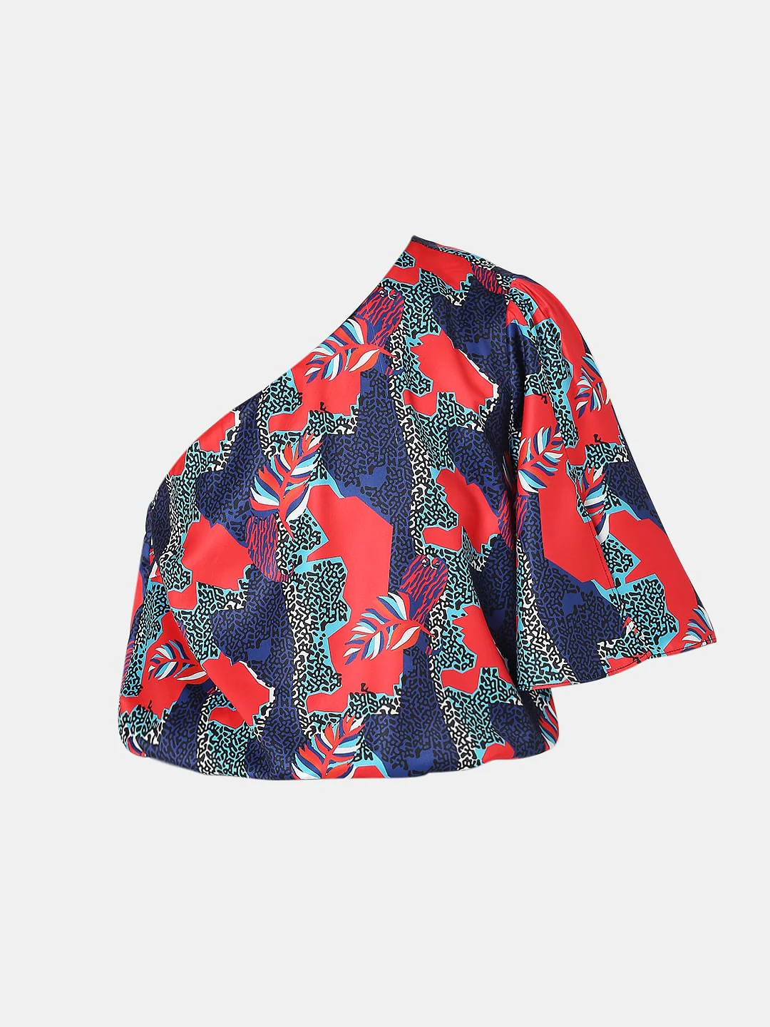 Blue Printed One Shoulder Top - Image 7