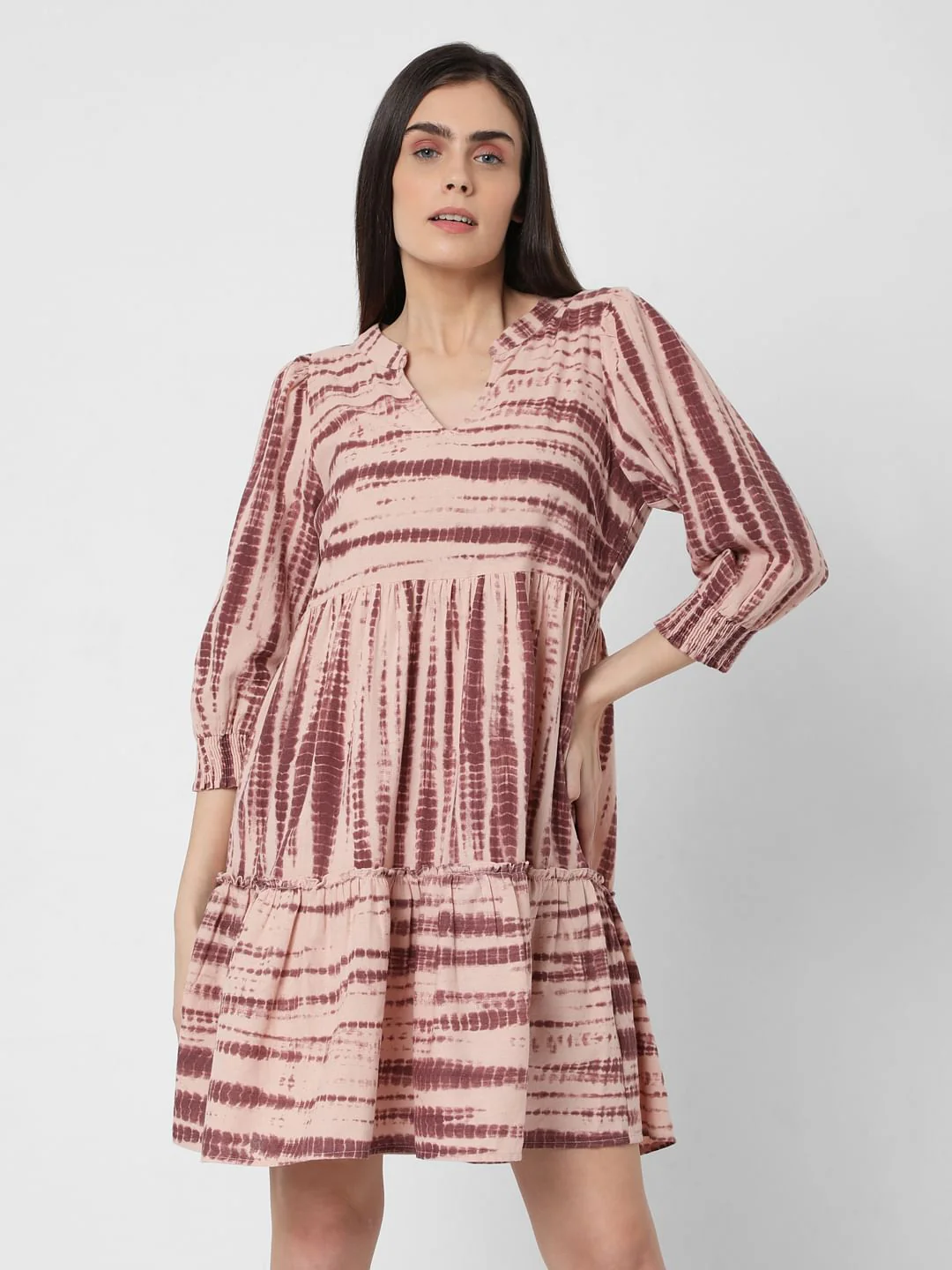 Pink Organic Cotton Tie Dye Tiered Dress - Image 2