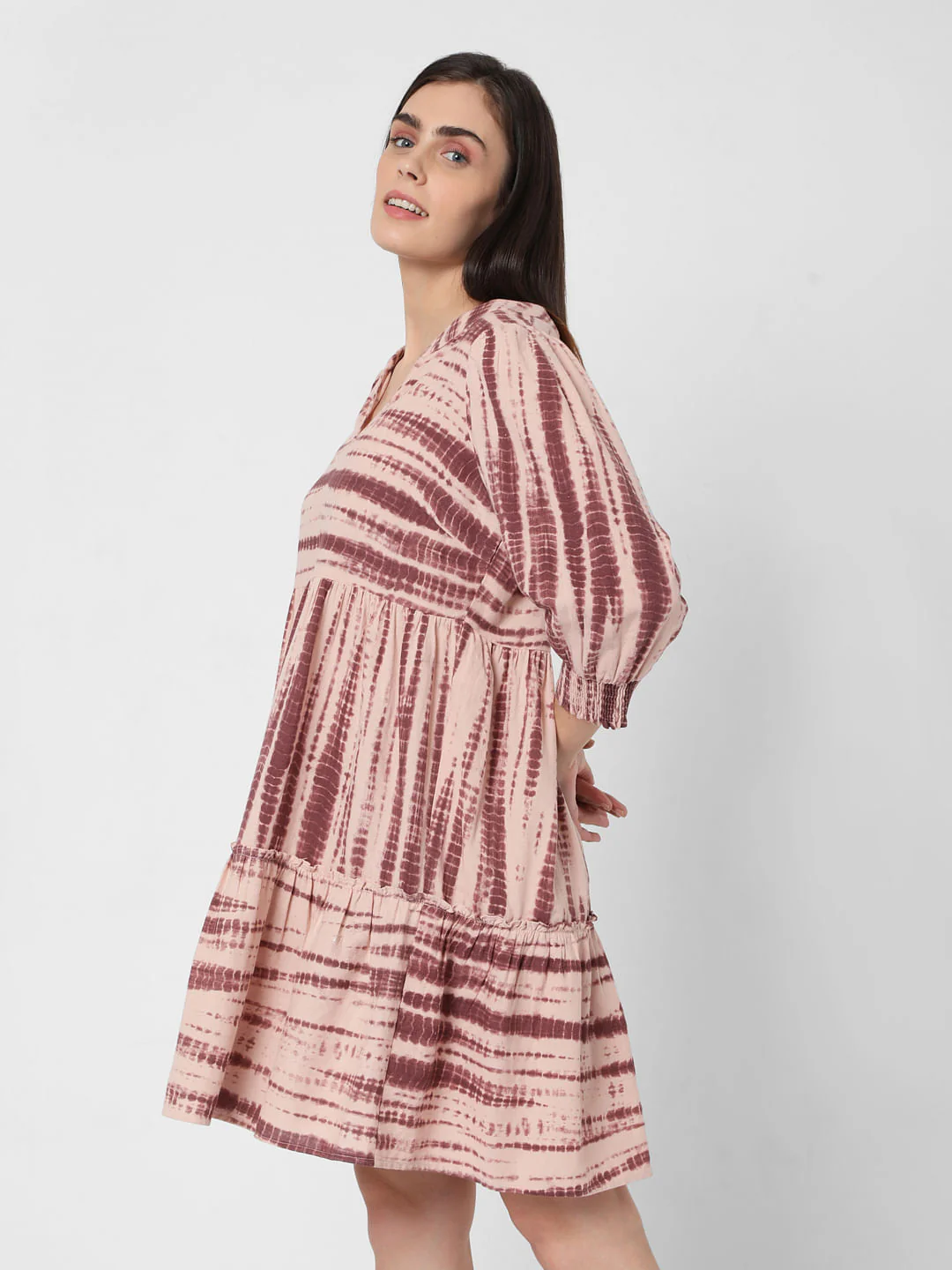 Pink Organic Cotton Tie Dye Tiered Dress - Image 3