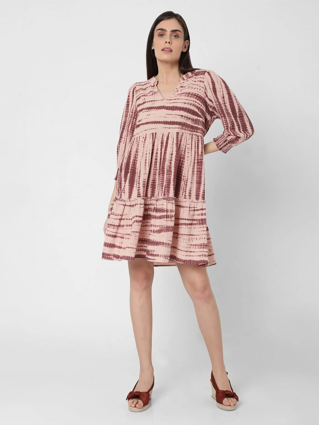 Pink Organic Cotton Tie Dye Tiered Dress - Image 5