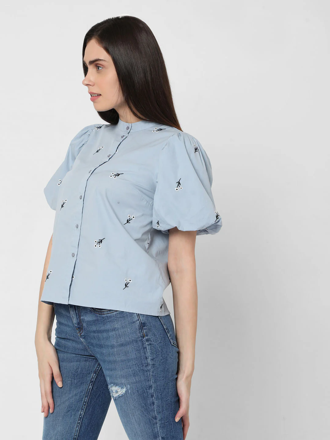 Blue Floral Embroidered Top - Image 3