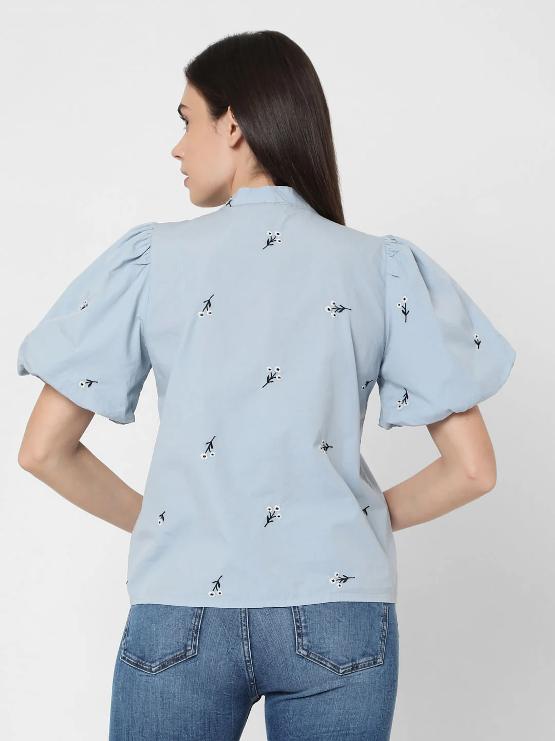 Blue Floral Embroidered Top - Image 4