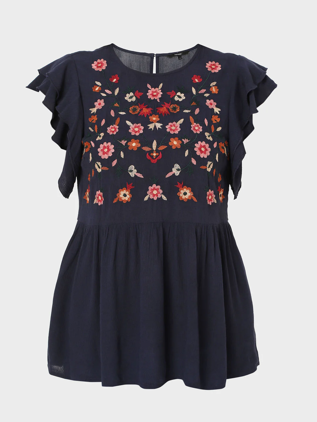 Blue Embroidered Peplum Top - Image 7
