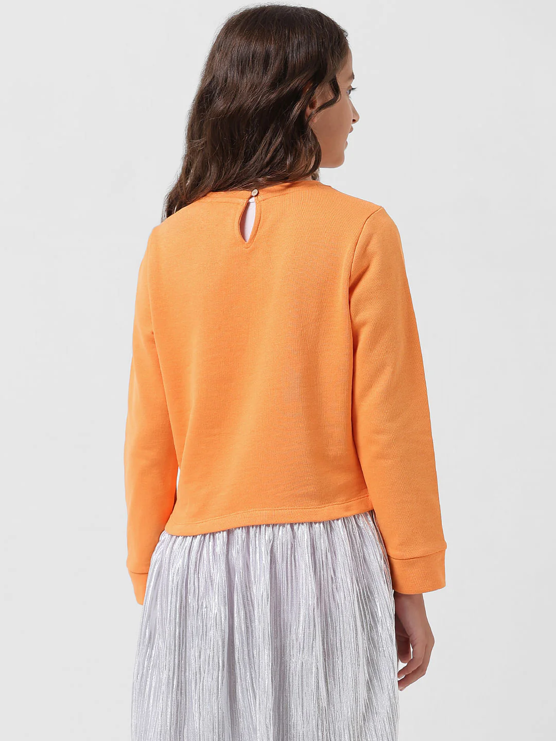 Girl Orange Printed Sweatshirt Dress - Image 3