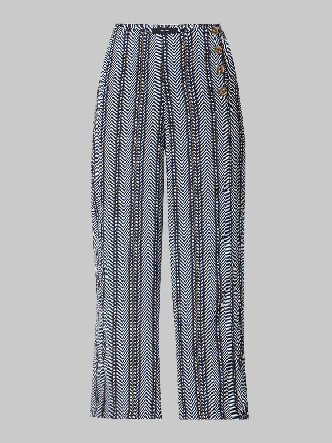 Navy Blue High Rise Striped Pants - Image 7