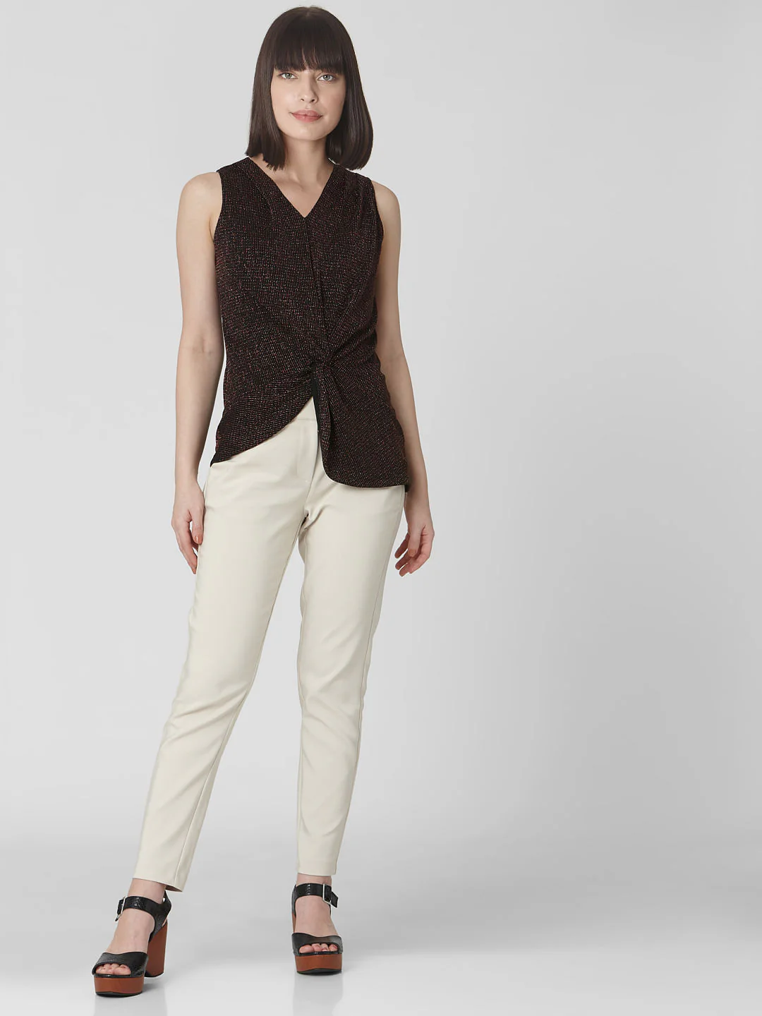 Black Shimmer Front Knot Top - Image 5