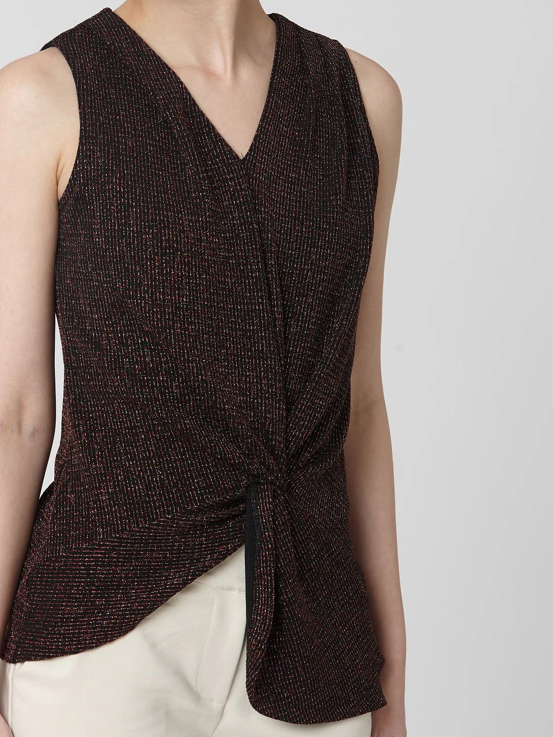 Black Shimmer Front Knot Top - Image 6