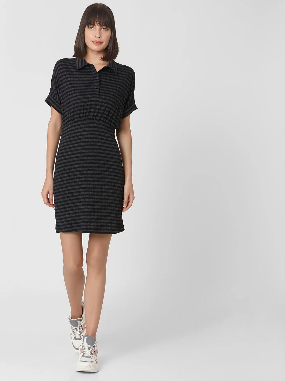 Black Striped Shirt Dress
