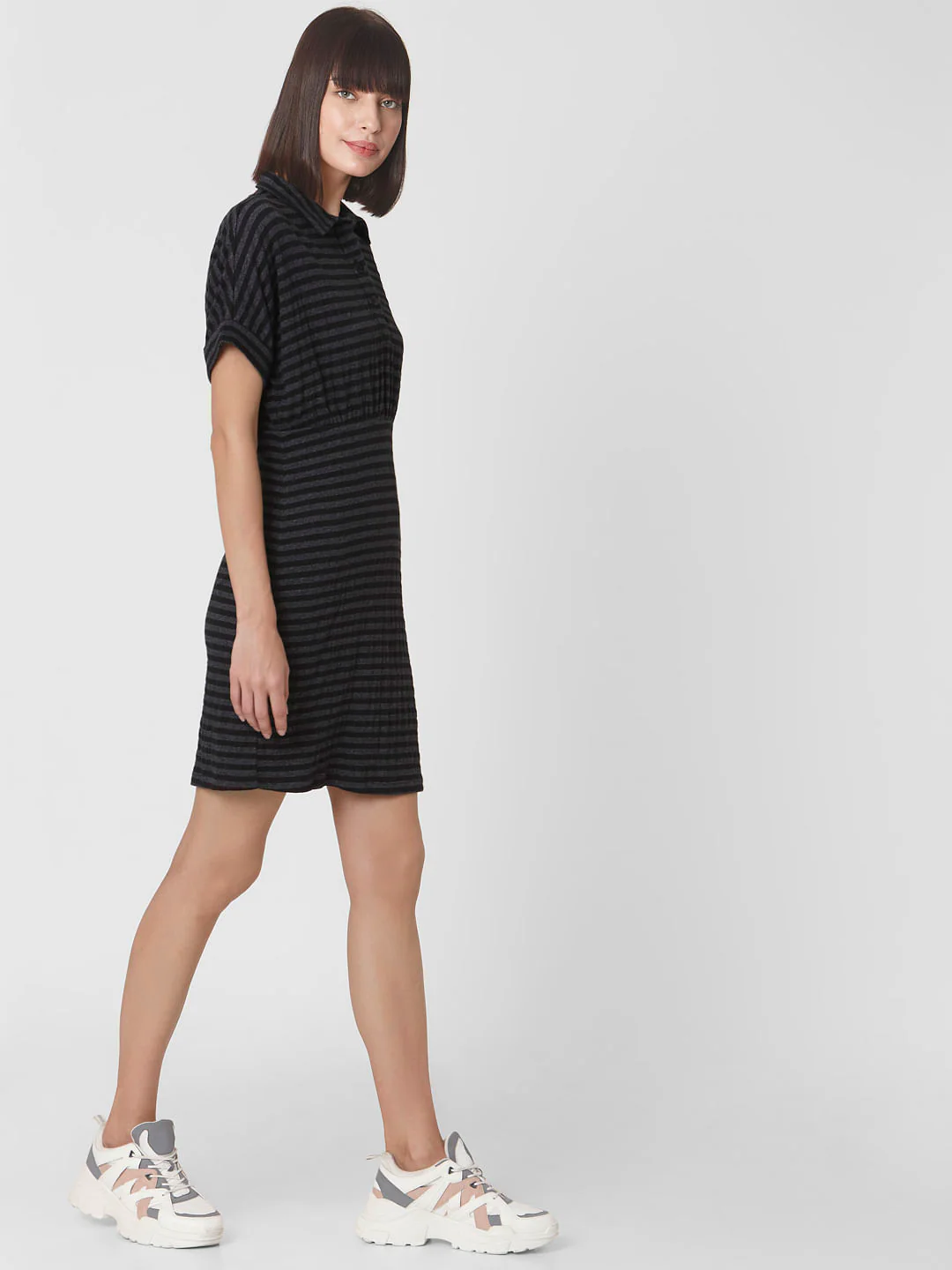 Black Striped Shirt Dress - Image 3