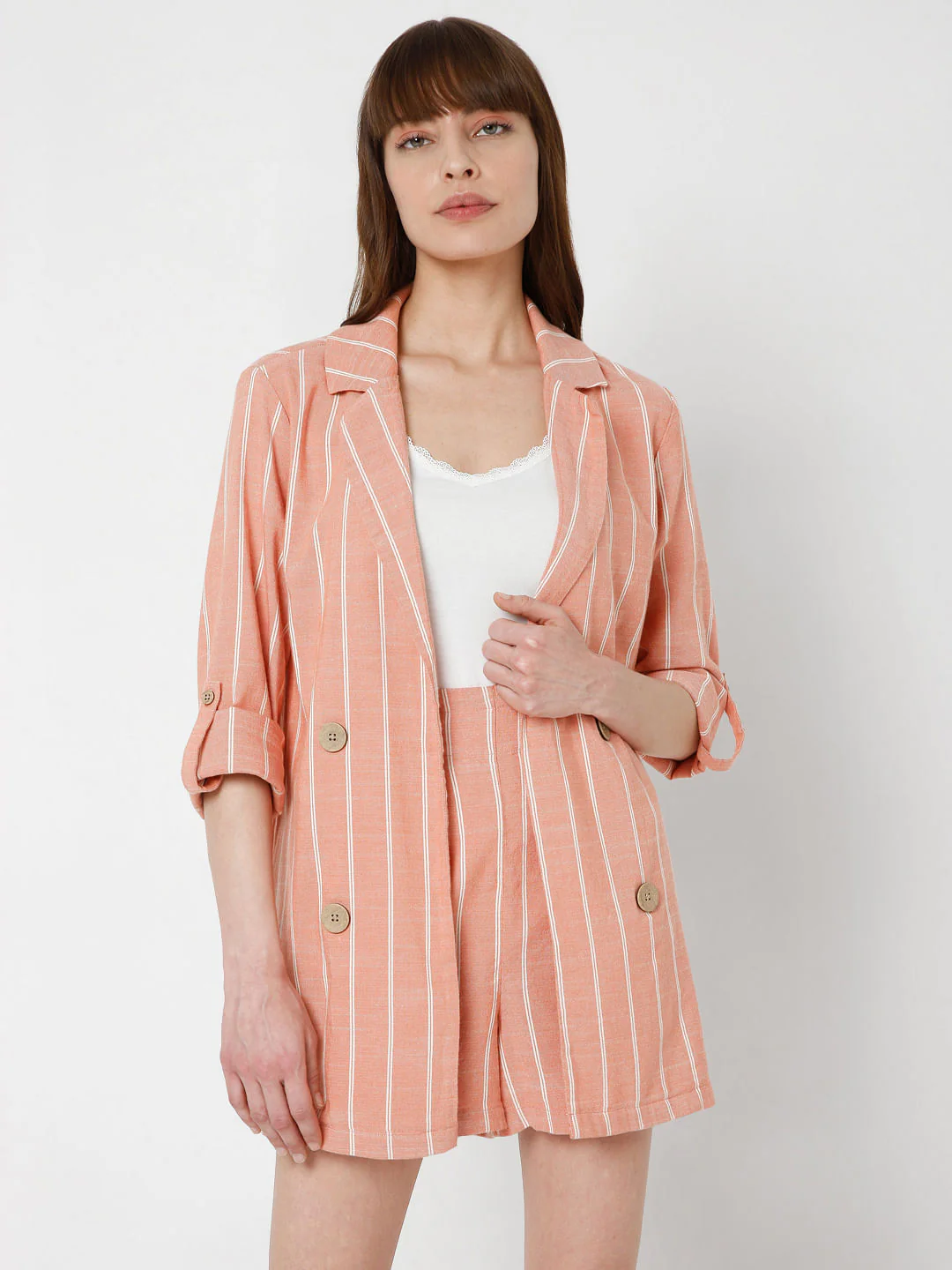 Peach Striped Co-Ord Set Blazer - Image 2