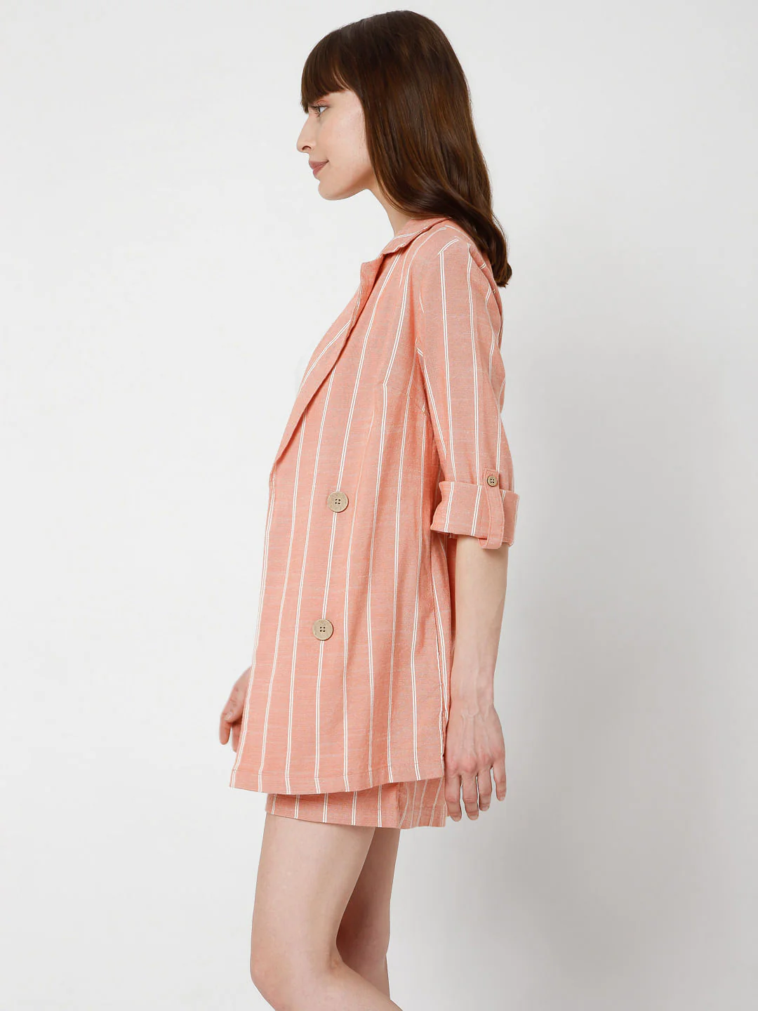 Peach Striped Co-Ord Set Blazer - Image 3