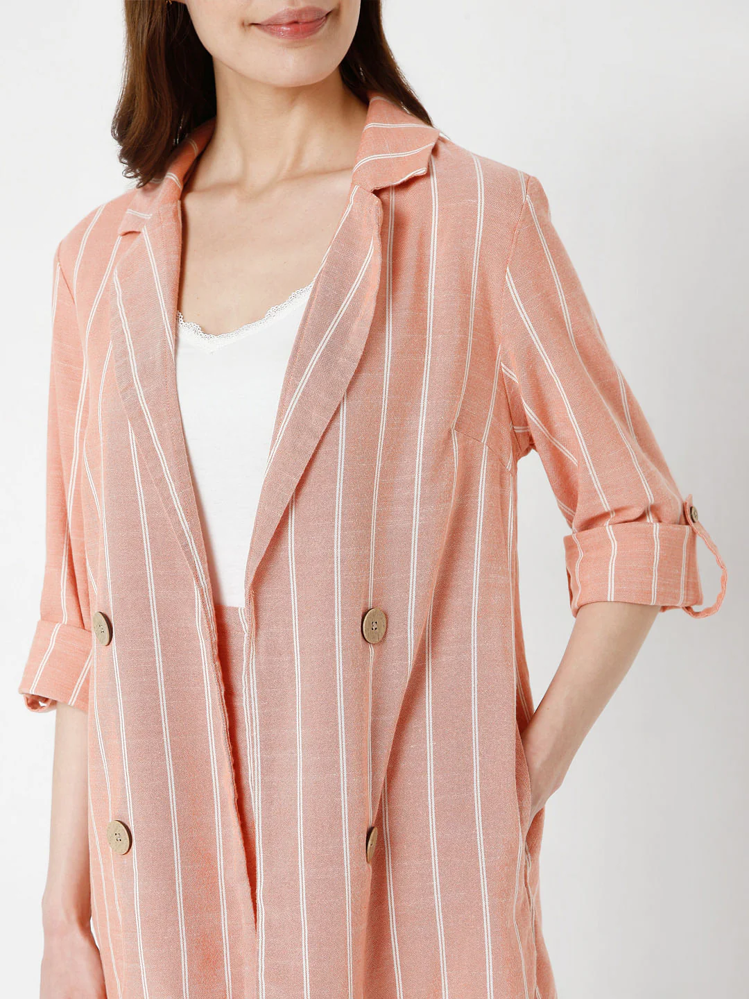 Peach Striped Co-Ord Set Blazer - Image 6