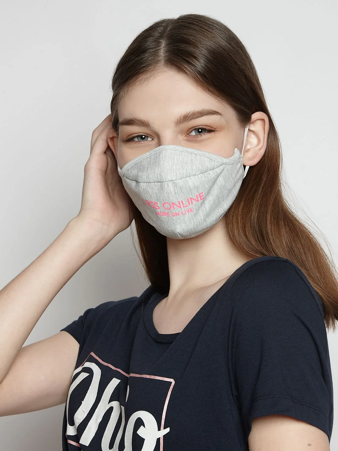 Pack Of 2 Quote Print Knit 3Ply Anti-Bacterial Mask