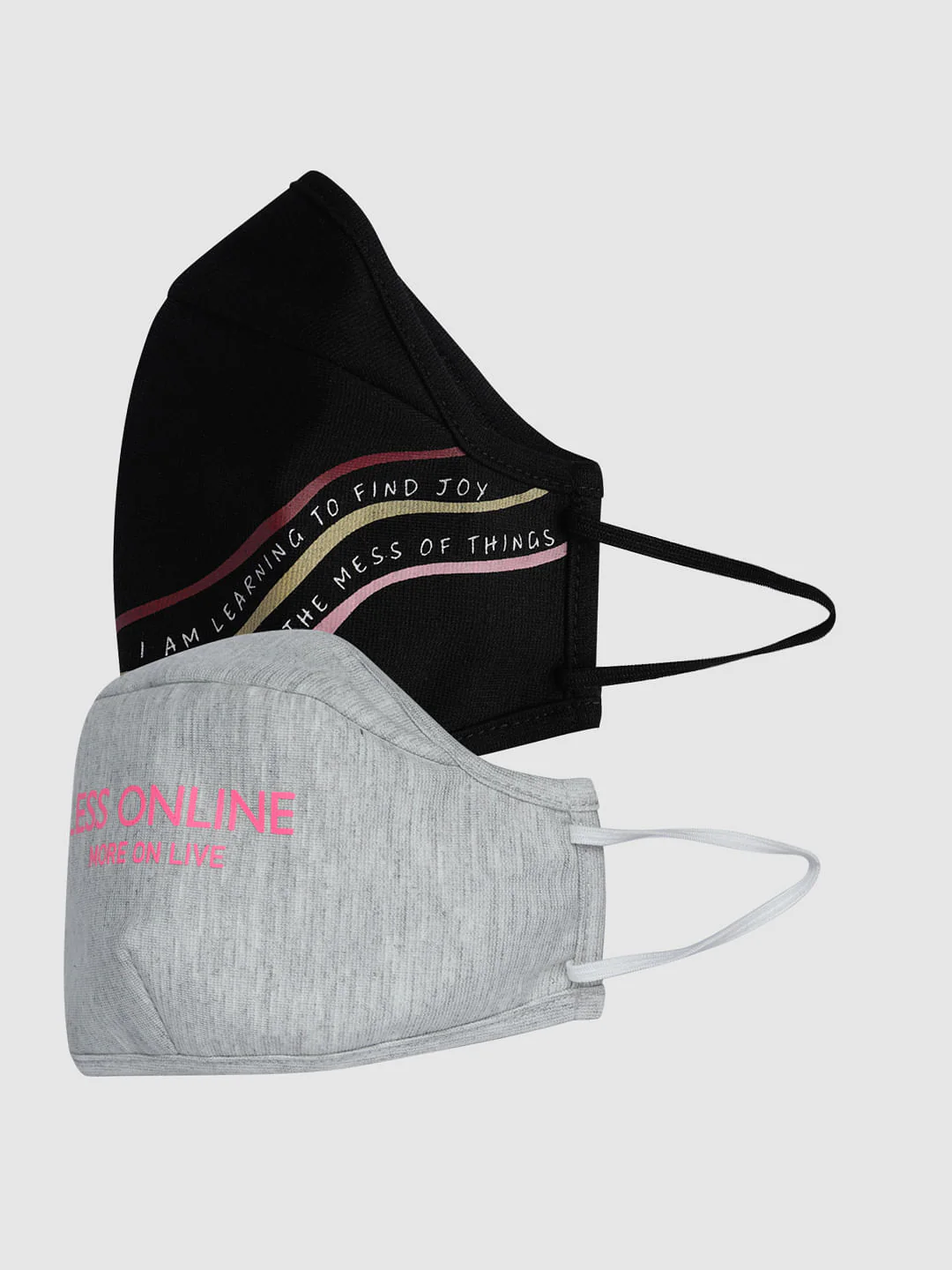 Pack Of 2 Quote Print Knit 3Ply Anti-Bacterial Mask - Image 2
