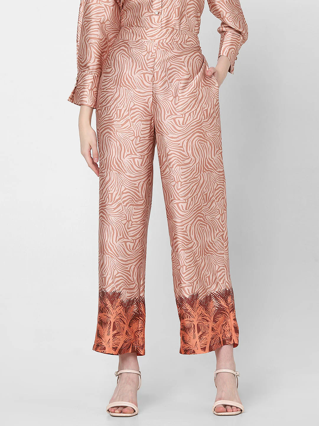 Orange Printed Co-Ord Set Pants - Image 2