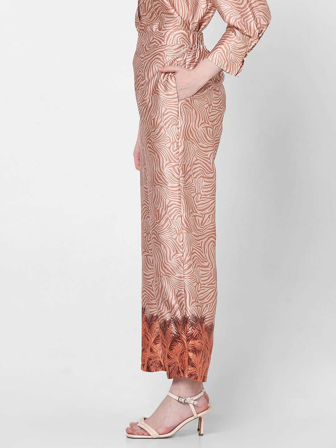 Orange Printed Co-Ord Set Pants - Image 3