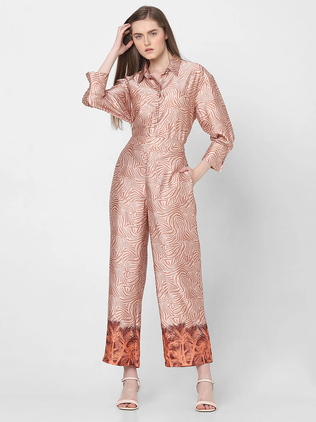 Orange Printed Co-Ord Set Pants - Image 5