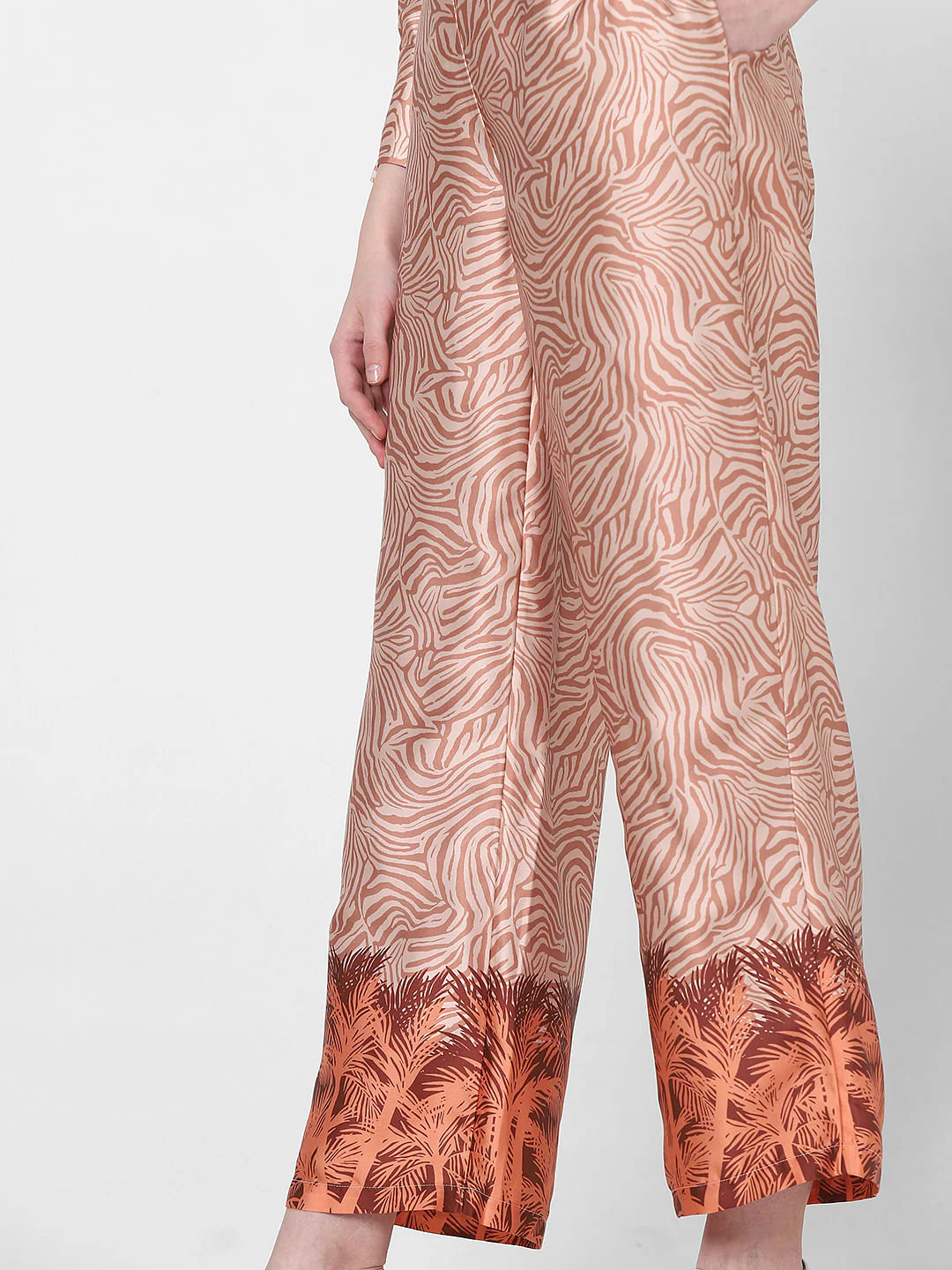 Orange Printed Co-Ord Set Pants - Image 6