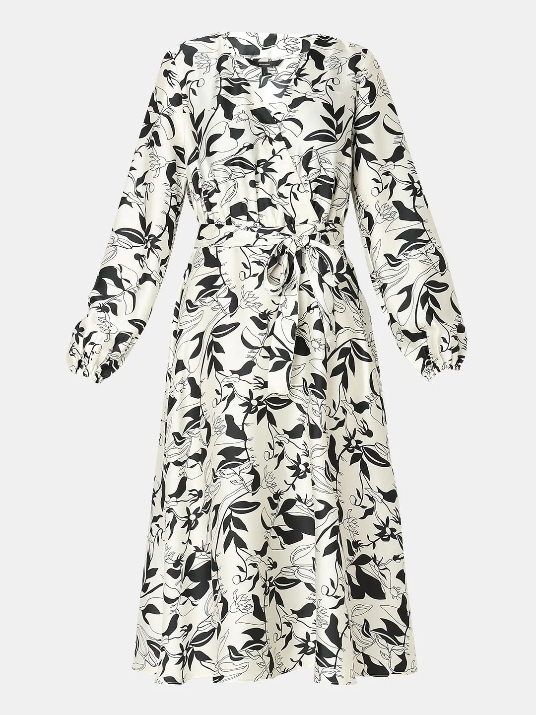 White Floral Wrap Midi Dress - Image 7