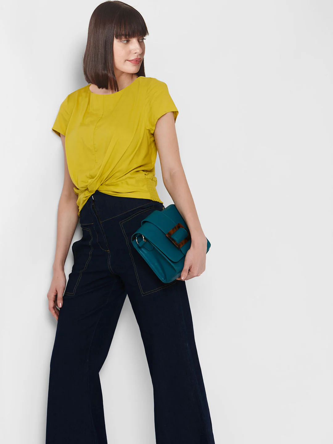Mustard Front Twist Top