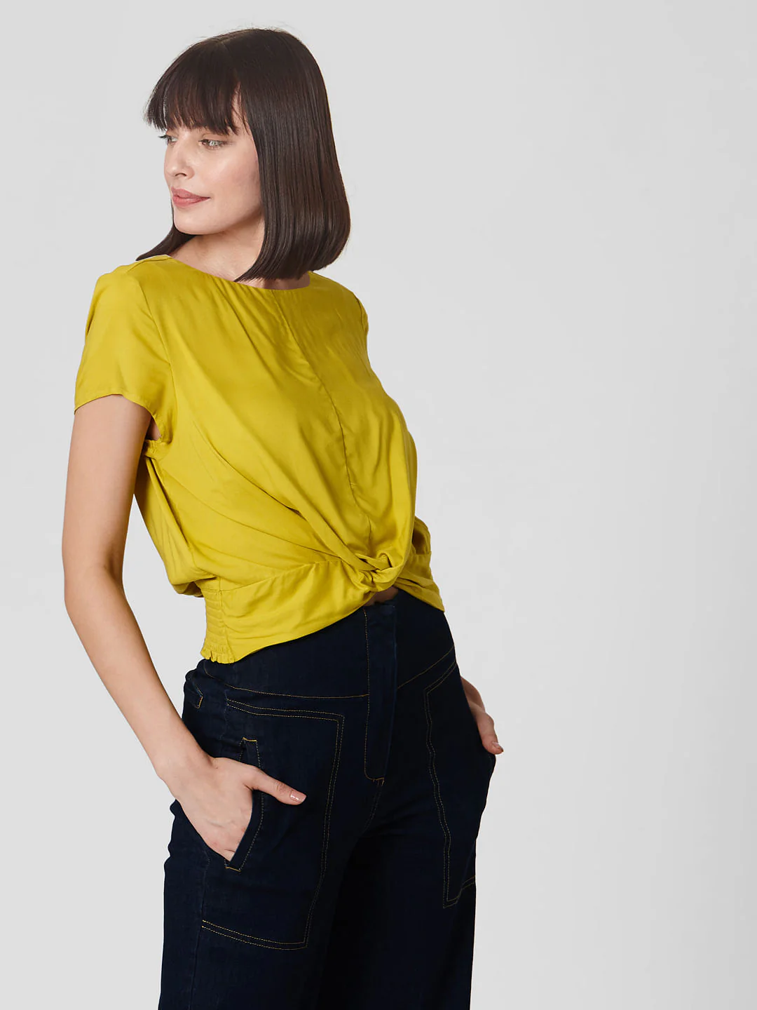 Mustard Front Twist Top - Image 3