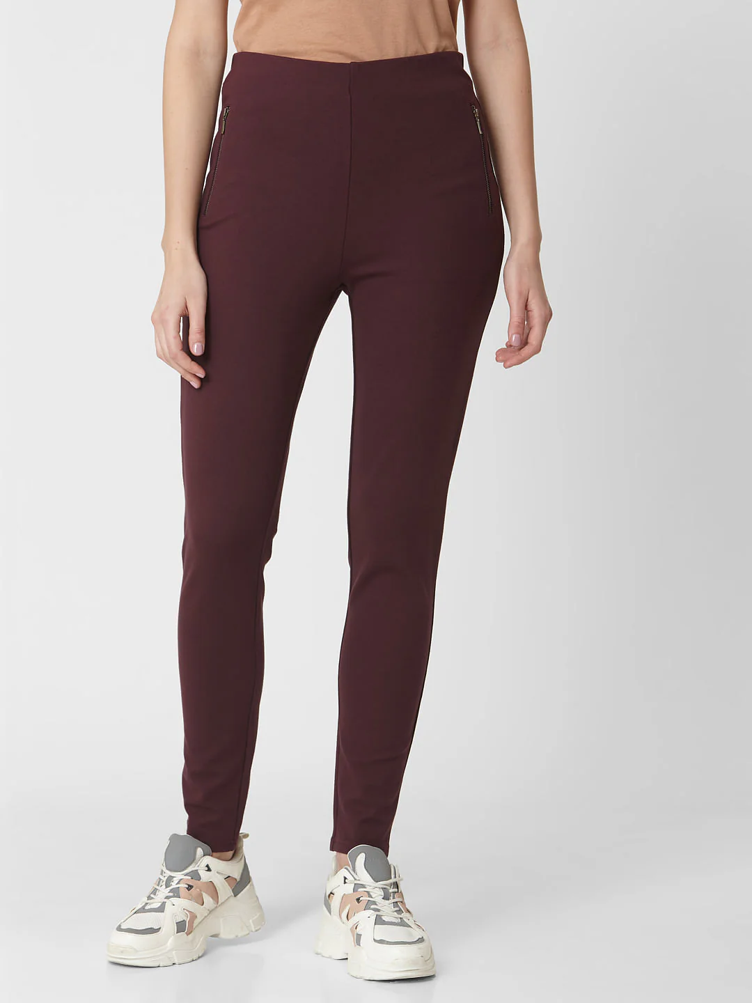 Burgundy High Rise Leggings