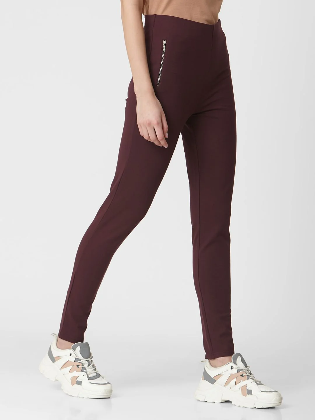 Burgundy High Rise Leggings - Image 3